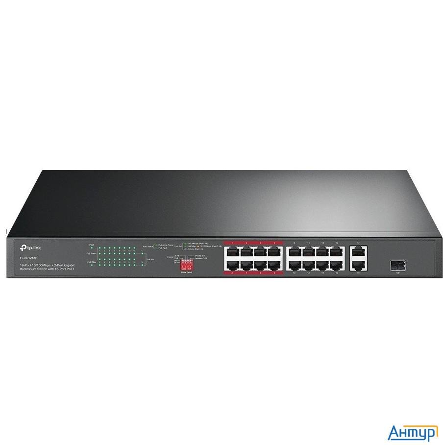 Tp-link Tl-sl1218p 18-портовый коммутатор с 16 Poe+ портами 10/100 Мбит/с и 2 гигабитными портами