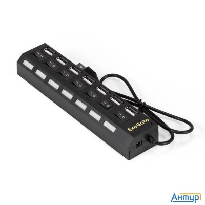 Exegate Ex293978rus Usb-Хаб (концентратор) Exegate Dub-72sw (кабель-адаптер Usb2.0 --> 7xusb2.0, кно