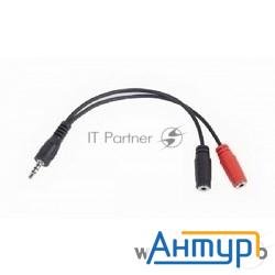 Кабель аудио сигнала Gembird джек3.5 4pin->джек3.5 стерео + 3.5 микрофон моно, длина 20с, черныйcca-
