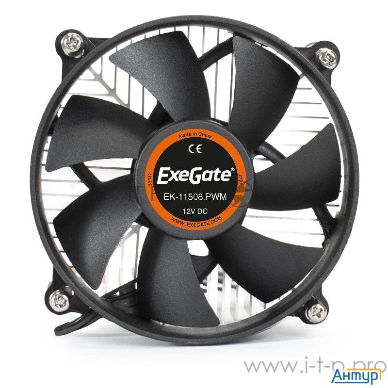 Кулер Exegate Ex286141rus Ek 11508.pwm  Al, Lga1150/1151/1155/1156/1200, Tdp 75w, Fan 90mm, Pwm, 120